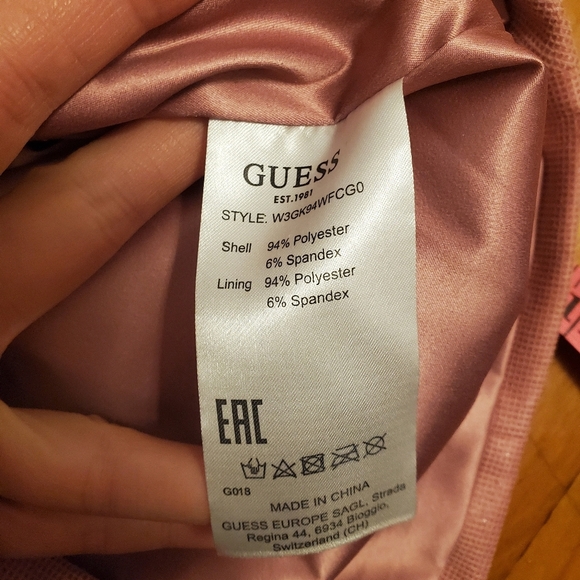NWT GUESS Ramona dress. Shiny squared bonded suede. Blush pink. Size S. - Picture 9 of 13